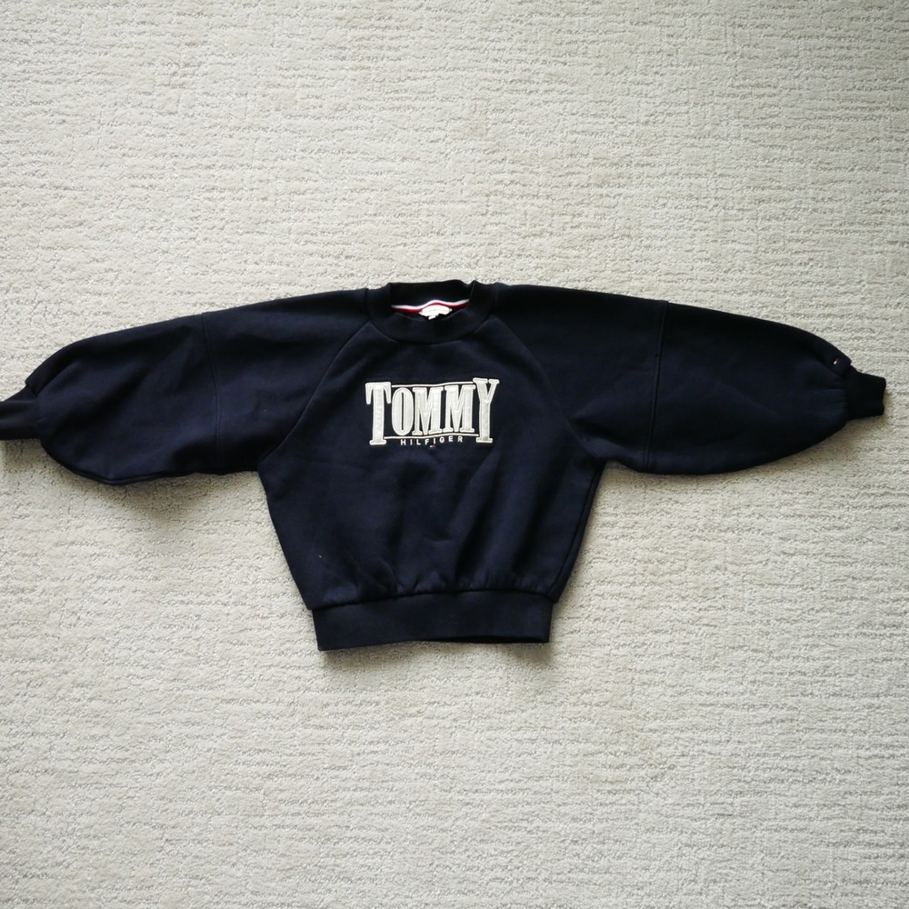 Tommy Hilfiger Kids Navy Blue Embroidered Logo Balloon Sleeve Sweatshirt Size 4